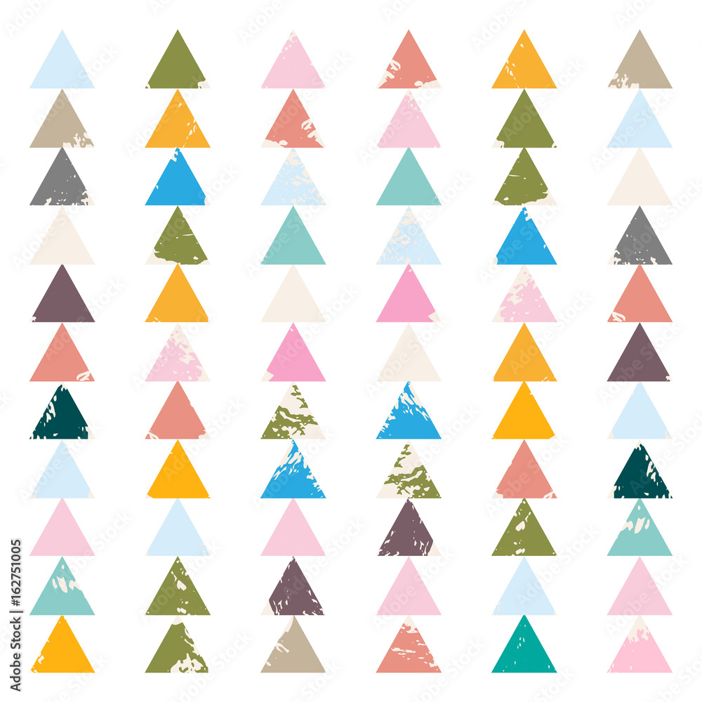 Poster Modern vector geometric  background with colorful triangles with  hand drawn texture.