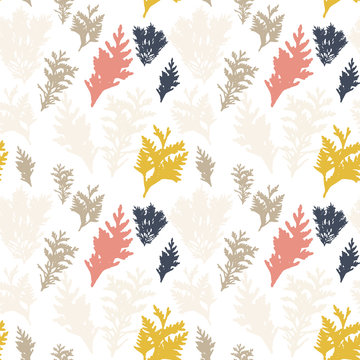 Vector seamless pattern with thuja branches.