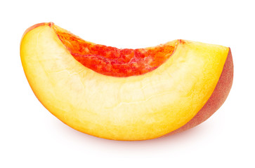 Slice of Ripe Peach Isolated on White Background