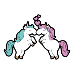Cute unicorns cartoon icon vector illustration graphic design