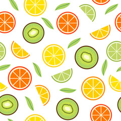 seamless pattern with orange and kiwi - vector illustration, eps
