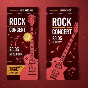 vector rock festival ticket design template with guitar