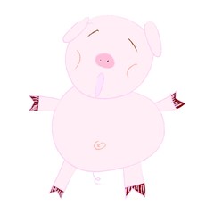 Obraz na płótnie Canvas children style cute pig, Cheerful pig, Funny pig vector