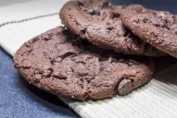 three chocolate chip cookies