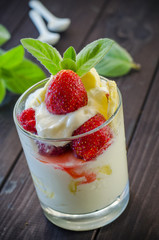 Dessert with strawberries and banana