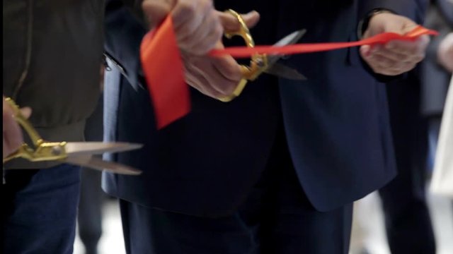 Close up Ribbon cutting at the Grand opening