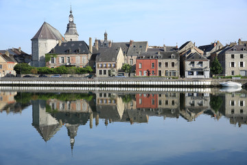 Fototapeta na wymiar Givet on the River Meuse in Ardennes, France