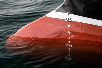 metric draft marks on a ship