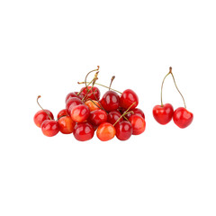 Red ripe cherries isolated on white