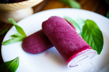 Sweet ice cream of black mulberry