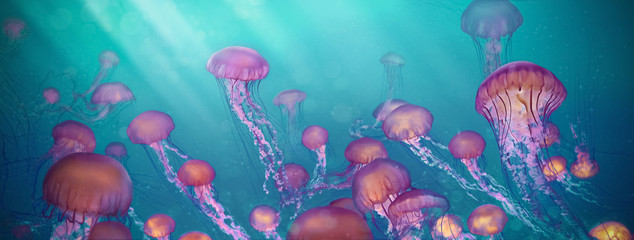 Fototapeta premium meduza, technika krzyżowa do użytku w tle