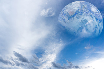blue sky and cloud with earth . an element furnished by nasa
