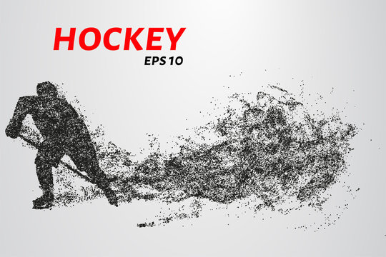Hockey from the particles. Hockey breaks down into small molecules. Vector illustration.