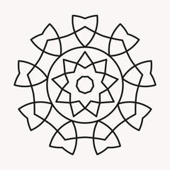 Simple Mandala Shape for Coloring. Vector Mandala. Floral. Flower. Oriental. Book Page. Outline.