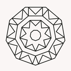 Simple Mandala Shape for Coloring. Vector Mandala. Floral. Flower. Oriental. Book Page. Outline.