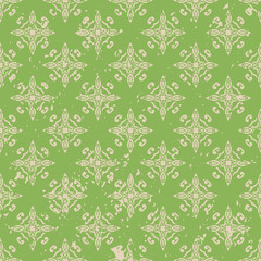 Abstract vintage ornamental pattern with fading and scratches, paint splashes. Vector template can be used for design of wallpaper, fabric, oilcloth, textile, wrapping paper and other design