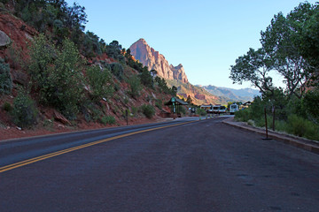 Zion National Park with mountains and Virgin river