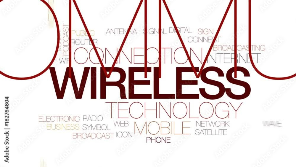 Poster wireless animated word cloud, text design animation. kinetic typography.
