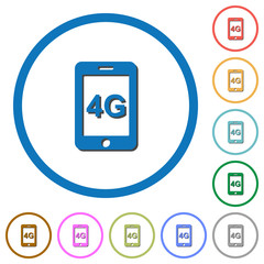 Fourth generation mobile network icons with shadows and outlines