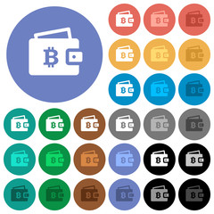 Fototapeta na wymiar Bitcoin wallet round flat multi colored icons