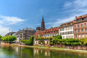 Fototapeta na wymiar View of a street of Strasbourg