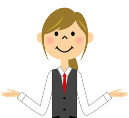 制服姿の女性　両手を広げる