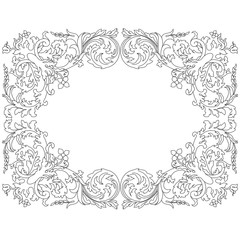 Vintage border frame engraving with retro ornament pattern in antique baroque style decorative design. Vector