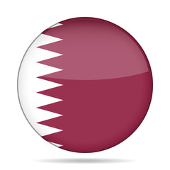 Flag of Qatar. Shiny round button.