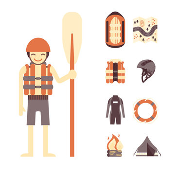 1034535 Vector set of rafting and camping icons