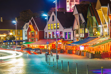 Fototapeta na wymiar Stavanger at night - Charming town in the Norway.