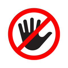 No entry sign icon with a crossed-out hand