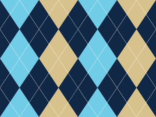 Blue beige argyle seamless pattern