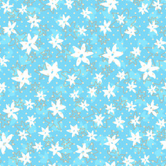 Vintage stylized floral seamless pattern. Flowers hand-drawn ink brush background