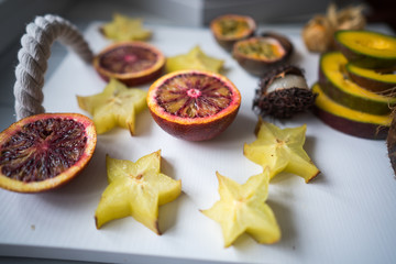 Exotic fruit platter.