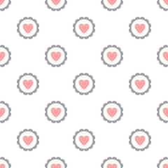 Heart Seamless Pattern with Polka, Dot Vector Background