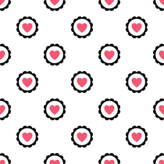 Heart Seamless Pattern with Polka, Dot Vector Background