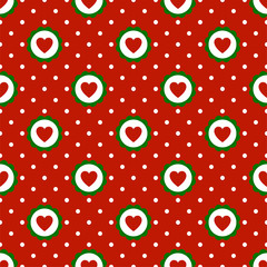 Heart Seamless Pattern with Polka, Dot Vector Background