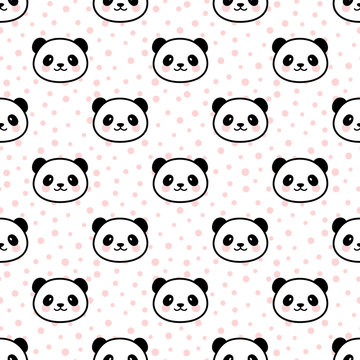 Cartoon Panda Seamless Pattern Vector