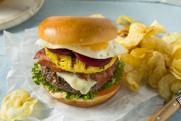Homemade Aussie Pineapple and Beet Cheeseburger