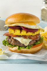 Homemade Aussie Pineapple and Beet Cheeseburger