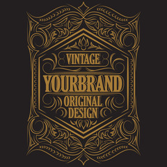 Antique label, vintage frame design, retro logo.