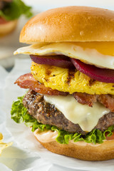Homemade Aussie Pineapple and Beet Cheeseburger