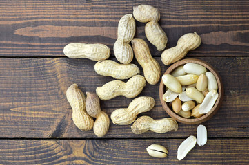Top view of peanuts in the bowl