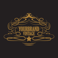 Antique label, vintage frame design, retro logo.