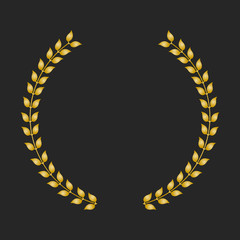 Gold award laurel wreath on dark background.