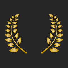 Gold award laurel wreath on dark background.