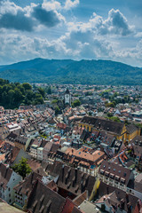 Fototapeta na wymiar Freiburg city overview from top of cathedral