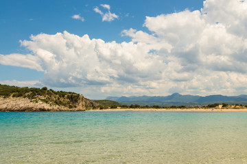 Fototapeta na wymiar Voidokilia beach near Pylos town in Peloponnese. One of the most beautiful places in Greece.