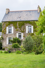 Captain house with ivy on the walls, ile d'Arz in Brittany
