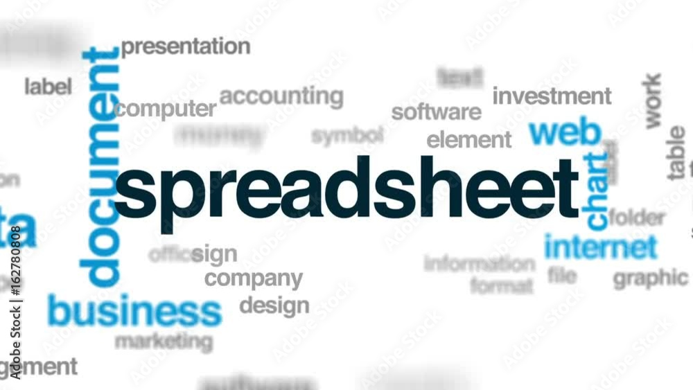 Poster spreadsheet animated word cloud, text design animation.
